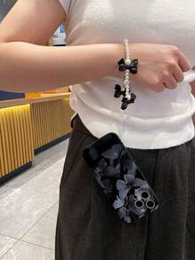 1个黑色TPU材质蝴蝶图案防震全包手机壳，搭配1条黑色蝴蝶结珍珠腕带，时尚百搭创意全包手机壳，兼容三星A14/A54/A56/A31 4G/A23、A98、S24、S25 Ultra、A5/13C/14C、Note 14/15 Pro 4G、K60 Ultra等机型。 - 彩色 - 查看 4