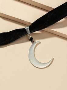 Collier court pour femme style gothique à la mode en alliage avec pendentif croix strass et combinaison velours noir, chaîne ras-du-cou, pour fête de vacances, bal, cadeau pour amies - Argent ancien - Voir 4
