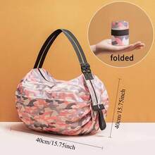 Foldable Reusable Grocery Shopping Bag With Large Capacity And Sturdy Shoulder Strap For Everyday Grocery Runs, Travel, Market Trips, Foldaway Tote For Quick Storage, Durable Lightweight Carryall With Wide Opening, Convenient Handles, Multi Pocket Design, Ideal For Spring And Summer Shopping Spree - Multicolor - View 8