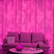 LED Window Curtain Lights, Holiday Fairy String Lights With Remote Control, Romantic Wedding Party Wreath Fairy Lights, Create Cozy Atmosphere, 8 Flashing Modes, Festival Lighting LED Fairy Lights - USB Powered, Twinkle Curtain Decor Lights, For Living Room Bedroom Stage Indoor Decoration, Eid, Easter, Mother's Day, Birthday, Engagement, Wedding Party Decor - USB Curtain Light - View 32