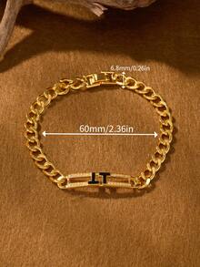 1 Stück modischer klassischer glänzend vergoldeter 18k Gold Armreif mit drei fünfzackigen Sternen und Zirkonia Einlagen, geeignet für den täglichen Gebrauch von Frauen, ohne Verpackung - Schwarzes Doppel-T-Armband - Übersicht 2