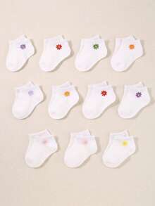 6/12/24 Pairs Candy Color Girls Short Socks, Bow Jacquard White Base, Suitable For Toddlers & Children, Super Soft Elastic Breathable Non-Binding, Fit For 0-36 Months Daily Wear, Spring/Summer, Back To School, Wedding Season Essential Gift Set, Spring/Summer Wardrobe - Multicolor - View 7