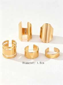 5pcs Chic Ring Set For Women - Vintage & Boho Style, Perfect For Casual Attire - Gold - View 3