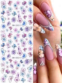 SWEET TREND 2 buc 3D pictură în ulei flori autocolante unghii 2 buc gradient colorat camelia margarete petale fluture primăvară vară imprimeu floral design DIY Y2K modă romantic autoadeziv gel oja salon manichiură decal slider unghii art decorare pentru femei și fete design unghii - Multicolor - Vizualizare 9