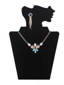 Side Profile Jewelry Display Stand Necklace Tag Jewelry Stand Necklace Earring Board Pendant Jewelry Display Ornament Display Prop, Back To School Gift, Holiday Gift, Halloween - Black - View 8