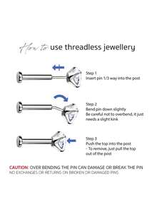 4 piezas/7 piezas Anillos de piercing de nariz sin rosca de acero inoxidable para perforaciones en la nariz, trago, hélix y labio, con guía de uso e incluye taper - Ver 6