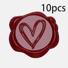 10/20/30/50/100 piezas Pegatinas de lacre autoadhesivas con forma de corazón/invitación/romero/corona/lazo, adecuadas para regalos, invitaciones de boda, sellado de sobres - Marrón - Ver 8