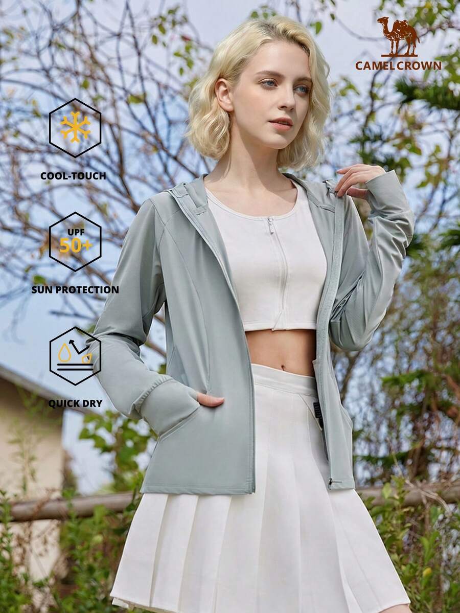 CAMEL CROWN Women's Lightweight Sunscreen Jacket, Quick-Drying Breathable Leather Apparel For Summer UV Protection - Sea Mist Green - View 1