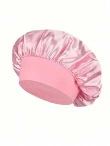 1/2pcs Silk Sleep Cap, Soft Elastic Satin Sleep Hat, Suitable For Curly Hair, Solid Color Satin Sleep Cap, Wide-Brim Design For Women, Comfortable Breathable Hair Care Cap, Suitable For Back-To-School Sleep Cap Bonnet For Women,Summer,Beach - Multicolor - View 7