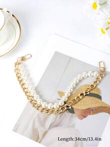 1pc Fashion Large Pearl Chain Strap, Suitable For Handbag Accessory - Gold - View 5