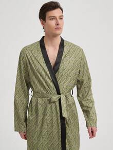 Áo choàng mặc nhà thời trang thường ngày dành cho nam, tay dài. - màu xanh lá - Xem 5