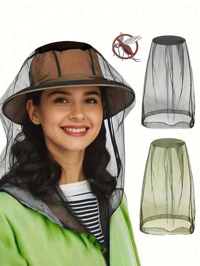 Extra-Large Mesh Mosquito Head Net With Carry Bag - Fine-Mesh Full-Face & Neck Insect Protection Netting For Hats, Fishing & Beekeeping; Lightweight Breathable Polyester Head Net, Packable Hat Cover, Uv Sun Shield & Anti-Bite Barrier Vs No-See-Ums, Midges, Gnats & Mosquitoes; Hands-Free Outdoor Protection For Camping, Hiking, Fishing, Gardening, Hunting, Travel & Yard Work