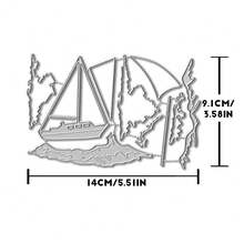 Creative Sailboat And The Sea Dies, DIY Scrapbooking Album And Embossing Stencil, Greeting Card Making Tool, Card Paper Cutting Crafts ,Gift Card Making Template Die Cuts. - Silver - View 9