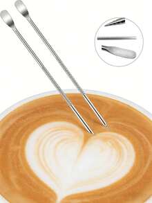Caneta de Arte em Latte de Luxo, Caneta de Arte em Latte com Cabo de Pau-rosa, Ferramenta de Escultura de Arte em Latte, Caneta de Arte em Café de Aço Inoxidável com Cabo de Madeira, Ferramenta de Caneta de Arte em Latte para Cappuccino, Espresso, Decoração e Escultura de Café, Ferramenta Reutilizável de Decoração de Bebidas para Cafés, Casa, Escritório, Amantes de Café, Presente de Feriado, Suprimentos de Barista - Multicolorido - Visão 4