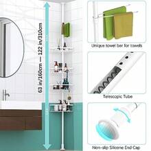 Kadolina - Soporte de ducha esquinero de tensión estante de ducha de 4 niveles estante de almacenamiento de ducha de 53 a 120 pulgadas de altura ajustable soporte de champú para baño tina organizador de accesorios de ducha blanco - Blanco - Ver 4