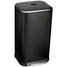 Basics - Papelera de metal de cierre suave de 32 litros/8.5 galones con forro y pedal de pie color negro - negro - Ver 1