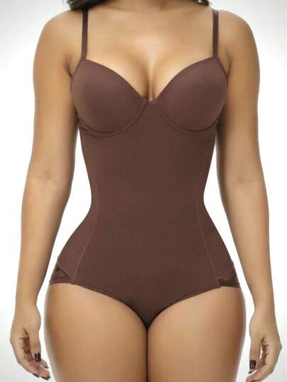 1pc Plus Size Women Shapewear, Women's Bodysuit With Bra Cups, 3-Row Crotch Design, Fashionable Lace Bodycon, Accentuates Body Curves, Slimming Waist, Enhances Hips, Supportive Waist, Shaping Bust, Can Be Worn Outerwear, Multi-Functional Shapewear, Comfortable Fit Shaping Lingerie, Lightweight Stretchy Fabric, Maintains Feminine Figure