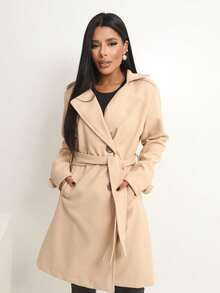 Women's Overcoat, Elegant, Fitted Winter La Batida Style - 香檳色 - 查看 11