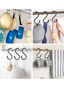10pcs S-Shaped Multifunctional Hanging Hooks For Keys, Clothes, Hats, Bags, Kitchen, Bathroom - View 4