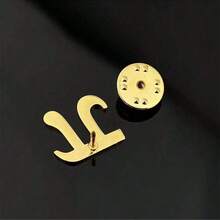 1pc Gold-Plated Pi Symbol Brooch, Stainless Steel Metal Brooch Pin, Mathematics Enthusiast Badge, Academic Jewelry Accessory - Gold - View 5