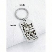 1pc Stainless Steel Inspirational Dog Tag Keychain, An Ideal Small Gift For Christian Believers Car Accessories Bag Charm Backpack For School - Steel Color - 查看 5