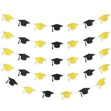 12个/24个金色和黑色毕业帽装饰品，适合毕业派对装饰，增添气氛 - 查看 7