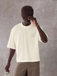 SUMWON Summer Club Positano Amalfi Italian Inspired Graphic Tee Vacation Resort Beach Travel Casual Oversized Cotton-Shirt Summer Holiday Leisure WearMinimalist Style  Sweatshirt - 黃色 - 查看 2