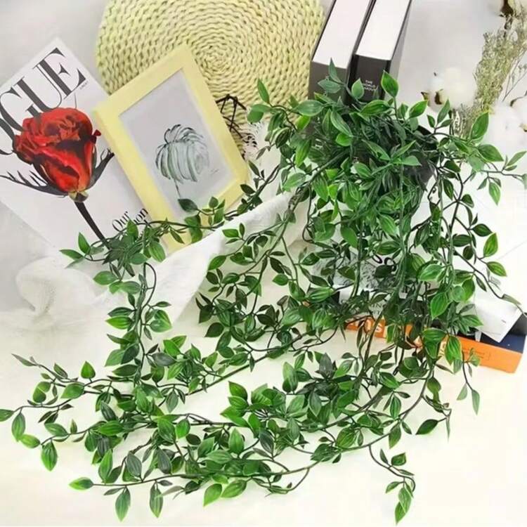 2pcs Artificial Plants, Hanging Mandala Green Plants, Suitable For Bathroom, Living Room, Home Decor, Wedding Birthday Decor, Yard, Office Desk Shelf Decor, Indoor Outdoor Decor, No Pot No Planter - Multicolor - View 9