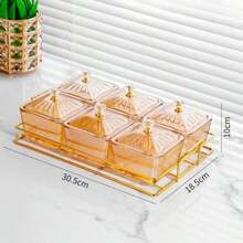 Divided Snack Serving Bowls Dried Fruit Tray Creative,Food Storage Box Fruit Snacks Serving Platter For Candy Snacks Dessert, Clear - 琥珀色 - 查看 3