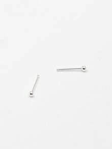 6 piezas de Plata de Ley 925 Pendientes de Nariz con Aro y Perla Redonda de 1.5mm, Joyería de Piercing de Nariz - Plateado - Ver 6
