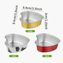 30个/包 一次性铝箔心形烘焙杯，金色/银色/红色可选，适用于烤箱和空气炸锅 - 彩色 - 查看 4