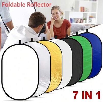 7-In-1 Professional 7-Color Collapsible Oval Reflector, Lightweight Photography Lighting Accessory For Live Streaming, Photography And Video Blogging; Professional Kit For Studio And Outdoor Shooting
