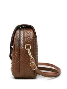 Woven Embossed Versatile Women's Shoulder Crossbody Bag, Lightweight Casual Fashionable Commuter And Multi-Purpose Wallet, Suitable As Gift - Coffee - View 6