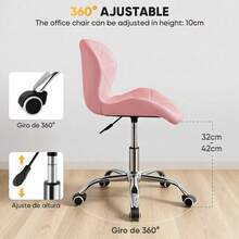 Silla De Oficina Ergonómica Tapizada En Vinilo Con Ruedas. - Rosa - Ver 5