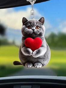 可爱英国短毛猫钥匙扣吊坠，蓝色猫咪钥匙扣，2D亚克力挂件，时尚汽车装饰，优雅汽车配件，耐用背包挂件，手提包挂件，耳机挂件，手机壳挂件，百搭时尚，适合装饰车钥匙和手提包，情人节礼物，新年礼物，创意精致礼品，斋月礼物 - 彩色 - 查看 8