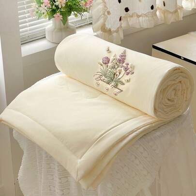 轻薄纯色水洗夏季被，柔软舒适亲肤薄毯，适合卧室、客厅和办公室使用，单人/双人床四季通用，可机洗纯色夏季凉爽被（1条夏季被，不含枕套）