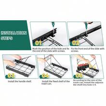 Bote de basura extraíble de acero inoxidable para cocina estante de basura ajustable para gabinete kit de basura extraíble para contenedores de 7 a 11 galones negro no incluye papelera - negro - Ver 3