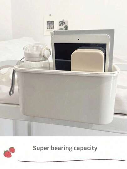 [1 Stück/2 Stück] Hängende Aufbewahrungskorb für die Bettkante, Studentenwohnheim Bettkanten Organizer für Handy & Snacks, grau weiß/beige Abfalleimer geeignet für Bett und Wohnheim