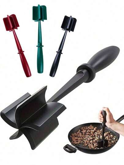 1个耐热肉丝器，多功能食物搅拌工具 - 适用于汉堡肉饼、牛肉馅、墨西哥卷饼、肉丸以及各种蔬菜水果的搅拌/混合。适合家庭厨房烹饪，可用洗碗机清洗，易于清洁的厨房工具。