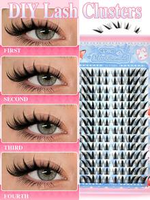 252PCS Cluster False Eyelash, Cat Eye Lashes, Fox Style, Rabbit Style, D-Curl, Thick & Fluffy, Suitable For Beginners To DIY At Home, Daily Wear, Parties, Weddings,Lash Clusters, Lash Clusters, Single Lashes, False Eyelashes - D - View 3