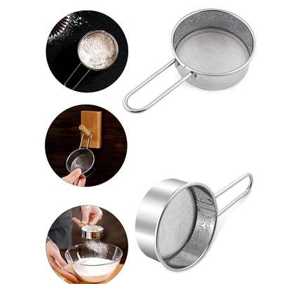 1 chiếc bình rắc đường bột bằng thép không gỉ, rây đều và dễ vệ sinh, dùng cho việc làm bánh tại nhà/trang trí món tráng miệng lễ hội/gói quà thủ công, dụng cụ làm bánh cầm tay tiện dụng, vật dụng thiết thực cho người yêu thích làm bánh.