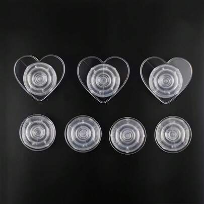 4/7pcs Transparent Heart-Shaped Phone Holder With Logo Design, Suitable For Mobile Devices