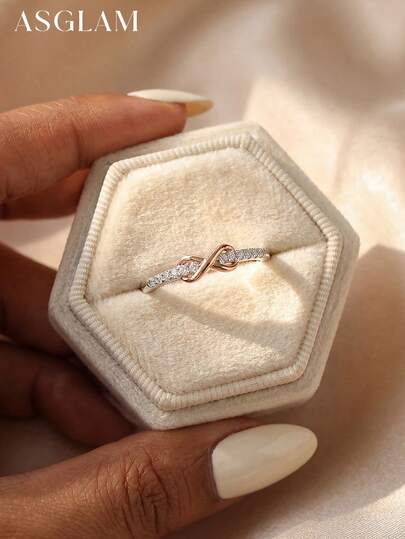 1枚立方氧化锆订婚/结婚戒指，女士S925纯银承诺/永恒戒指，优雅女士珠宝，派对/约会礼物