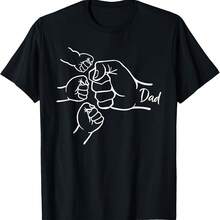 Fist Bump Dad Of Tee Father Of 3 Daddy Happy Father's Day T-Shirt - Black 4 - View 1