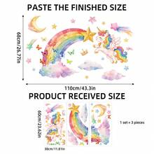 Magical Unicorn Rainbow Wall Sticker Set, Flying Unicorn Star Moon Cloud Butterfly Wall Decals, Waterproof Self-Adhesive Bathroom Decor Stickers, Wall Art Decor For Girls Room, Nursery - T3384 - View 7