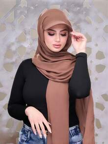 1pc Summer Baseball Cap With Scarf, Chiffon Cap Scarf Combo, Lightweight Breathable Versatile Sun Protection Hat, Suitable For Summer Religious Gatherings, Fashionable Middle Eastern Style - Multicolor - View 6