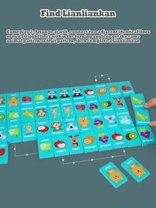 Barns pedagogiska fyra-i-ett-kopplings- och matchningsspel, domino, minnesschack, barns pedagogiska brädspel schacktänkande logikträningsleksaker - Multifärgad - Visa 8