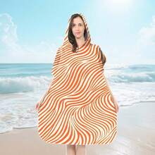 Ultra Soft Hooded Cloak Towel, Birthday Gift, Hooded Bathrobe Cloak Absorbent Quick-Dry Wearable Towel For Indoor/Outdoor Use, Suitable For Beach, Swimming, Seaside - Multicolor - View 4