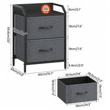 Set Of 2 Bedside Table, Large Capacity Side Table,Bedside Cabinet With 2 Fabric Storage Drawers,Sofa Side Table End Tables Nightstand For Bedroom,Living Room - Dark Grey - View 1