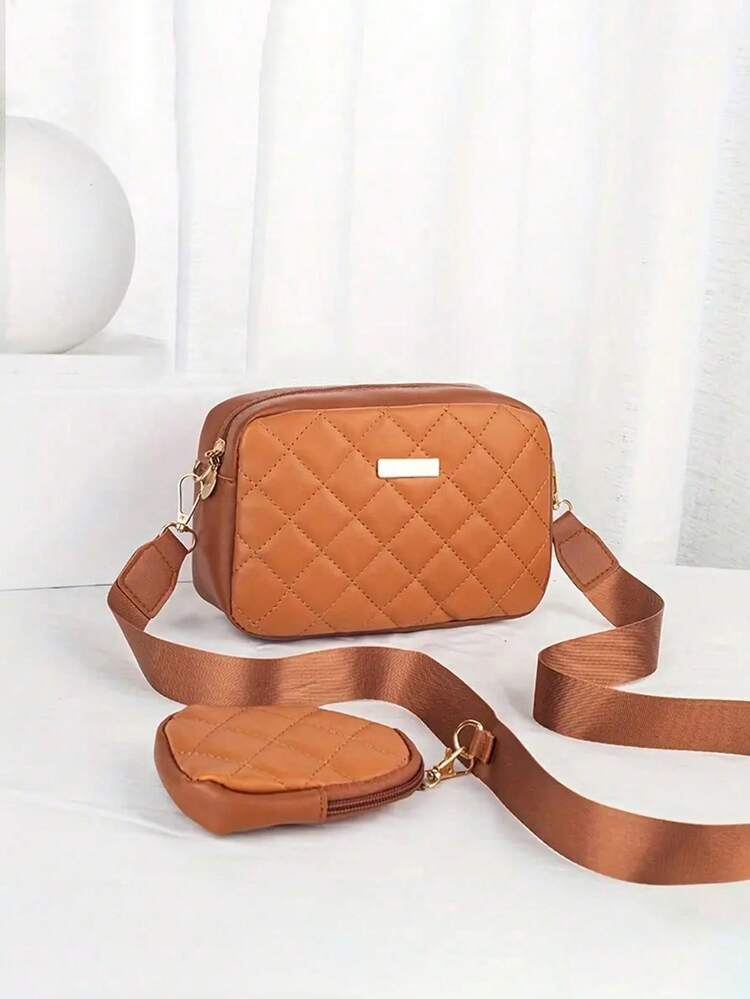 1 Set Girls' Fashion Quilted Mini Shoulder Bag With Coin Purse, Rhombus Pattern Crossbody Bag, Detachable Strap, Ideal For Daily Use, Party, And Gift - Multicolor - View 12